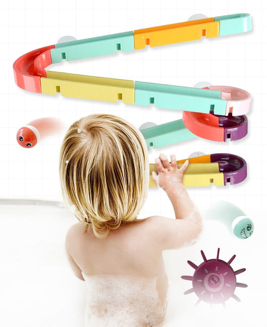 DIY Baby Bath Toys Wall Suction Cup Marble Race Run Track Bathroom Bathtub Kids Play Water Games Toy Set